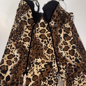 Beautiful made‎ by Cacique Leopard Print Babydoll Dress lingerie